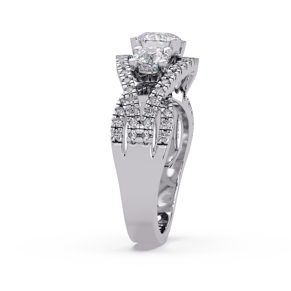 2 CT Three-Stone Split Shank Lab Grown Diamond Ring