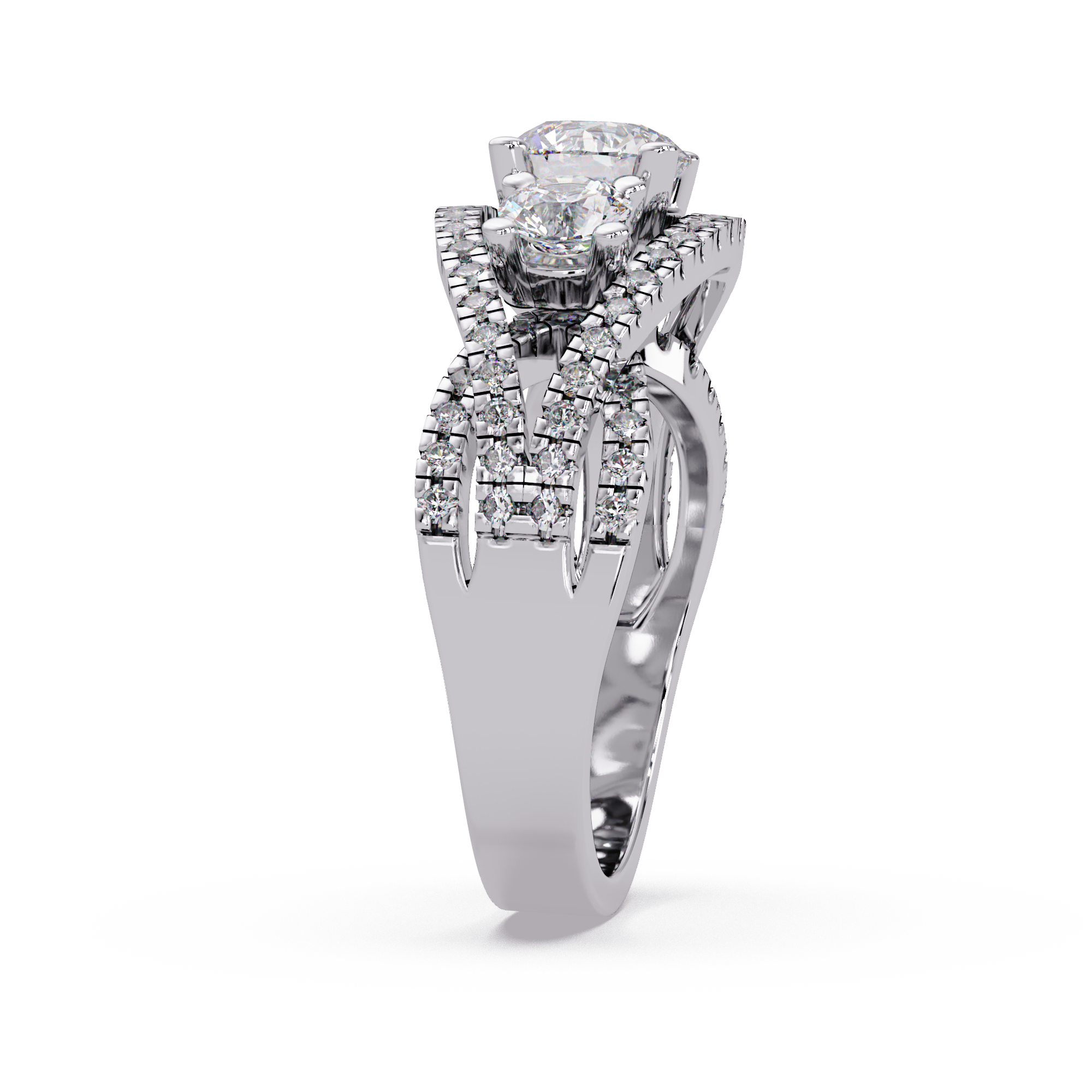 2 CT Three-Stone Split Shank Lab Grown Diamond Ring