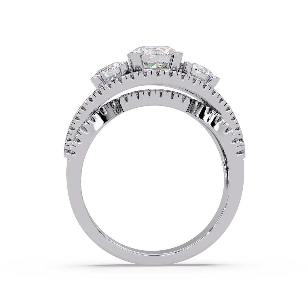 2 CT Three-Stone Split Shank Lab Grown Diamond Ring