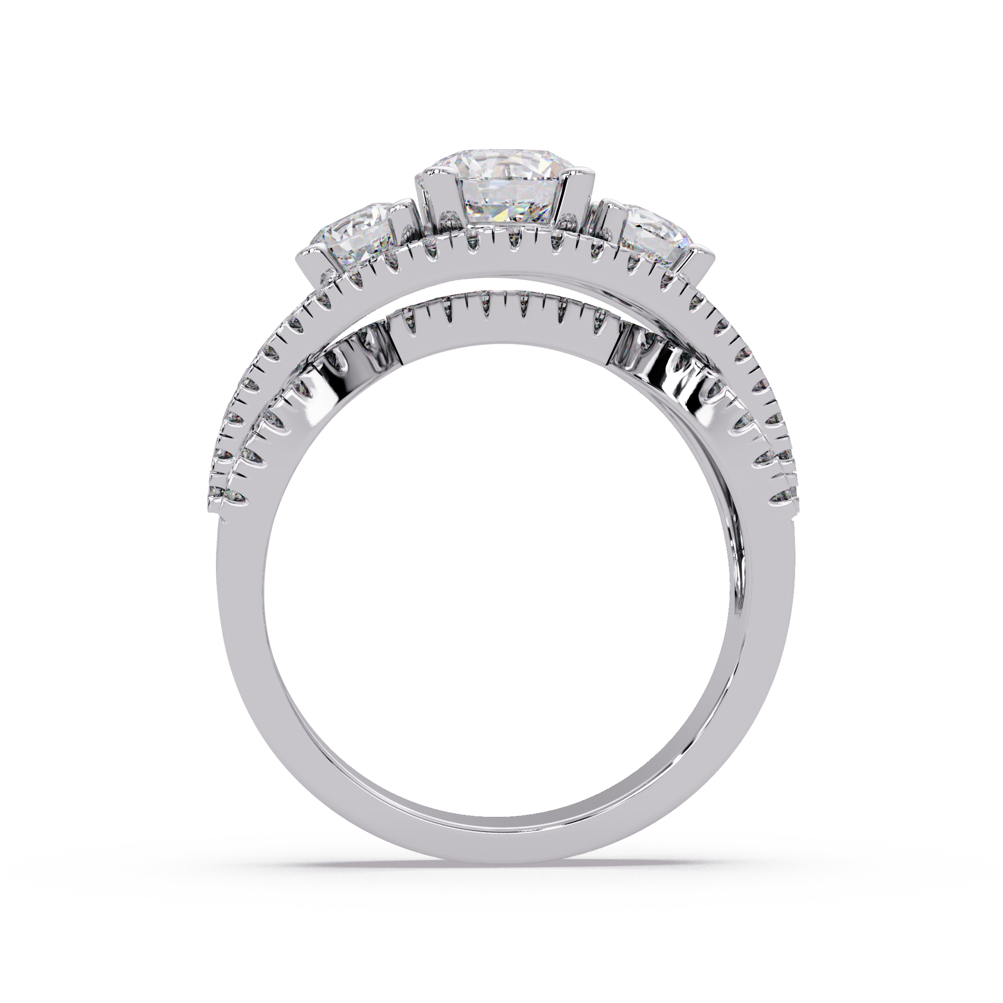 2 CT Three-Stone Split Shank Lab Grown Diamond Ring