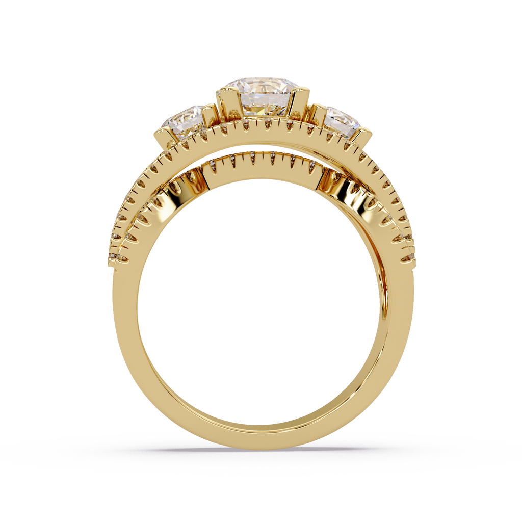 2 CT Three-Stone Split Shank Lab Grown Diamond Ring