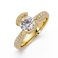 1.25 Carat Lab Grown Diamond Ring Bezel Set Solitaire with Pave Band