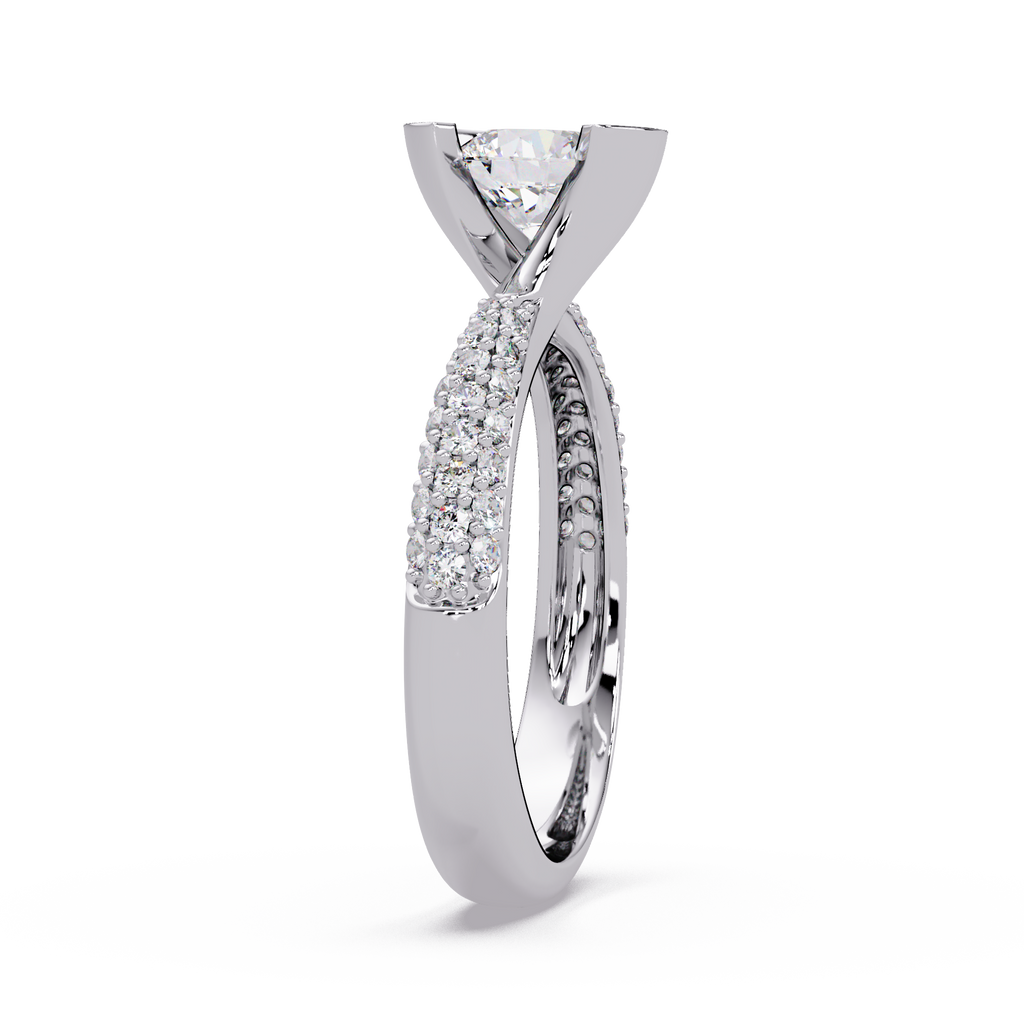 1.25 Carat Lab Grown Diamond Ring Bezel Set Solitaire with Pave Band