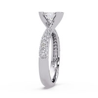 1.25 Carat Lab Grown Diamond Ring Bezel Set Solitaire with Pave Band