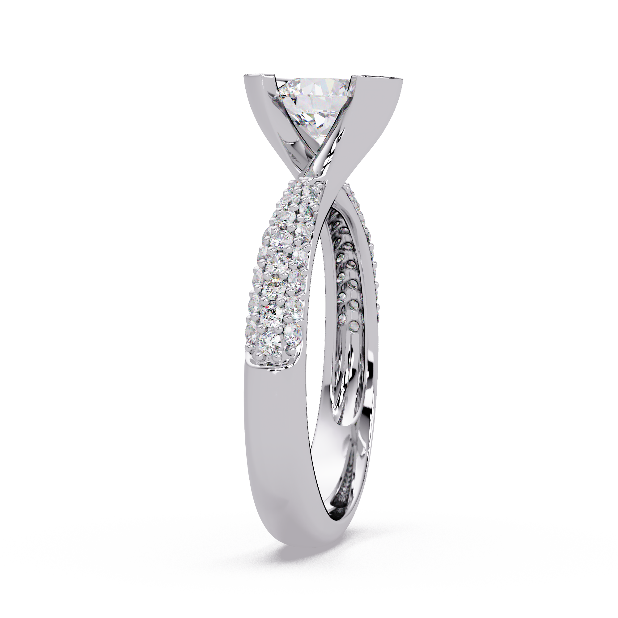 1.25 Carat Lab Grown Diamond Ring Bezel Set Solitaire with Pave Band
