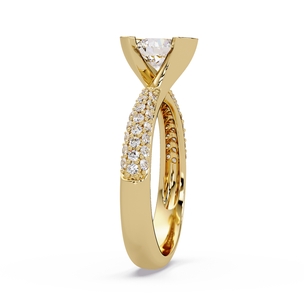 1.25 Carat Lab Grown Diamond Ring Bezel Set Solitaire with Pave Band