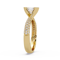 1.25 Carat Lab Grown Diamond Ring Bezel Set Solitaire with Pave Band