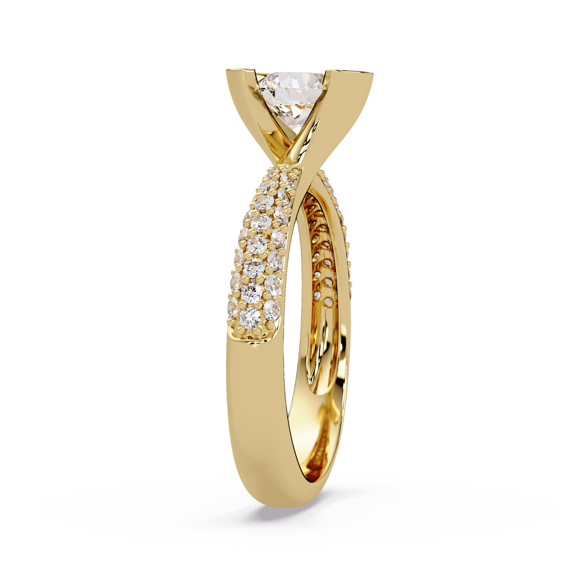 1.25 Carat Lab Grown Diamond Ring Bezel Set Solitaire with Pave Band