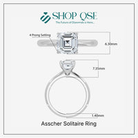 IGI Lab Grown Diamond Asscher Solitaire Ring (1ct-2.00ct)