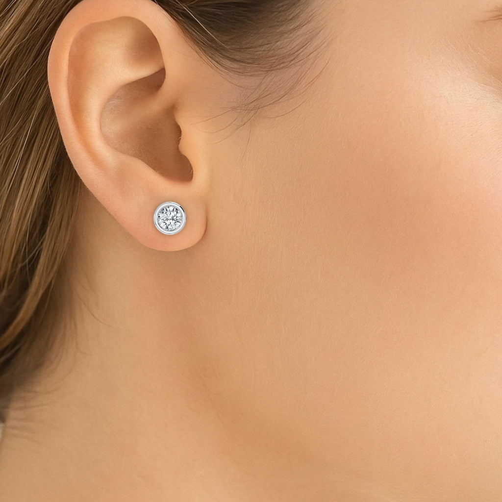 Lab Grown Diamond Bezel Set Studs (0.50ct-2.00ct)