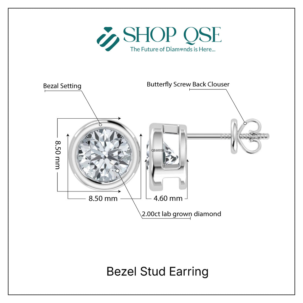 Lab Grown Diamond Bezel Set Studs (0.50ct-2.00ct)