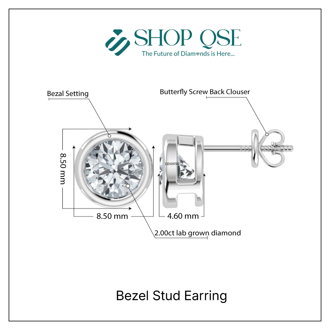 Lab Grown Diamond Bezel Set Studs (0.50ct-2.00ct)