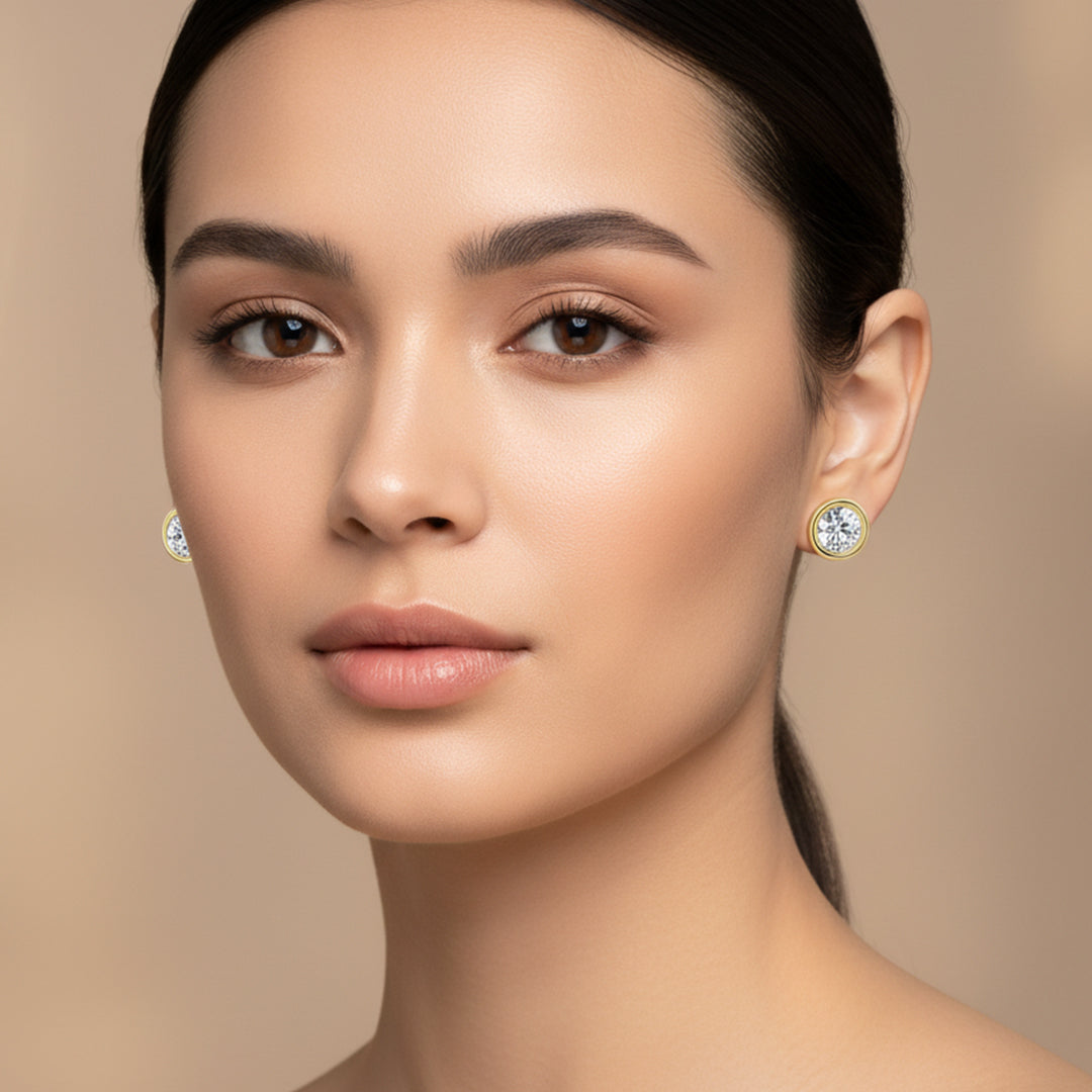 Aretes con bisel de diamantes cultivados en laboratorio (1-2 ct)