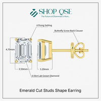 Lab Grown Diamond Emerald Cut Studs (0.50ct-2.00ct)