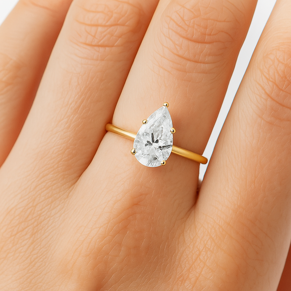 IGI Lab Grown Diamond Pear Shaped Solitaire Ring 1ct