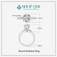 Anillo solitario redondo con diamantes cultivados en laboratorio (1-2 ct)