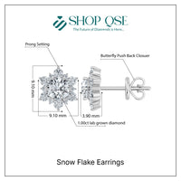 Lab Grown Diamond Snow Flake Earrings (0.75ct-1ct)