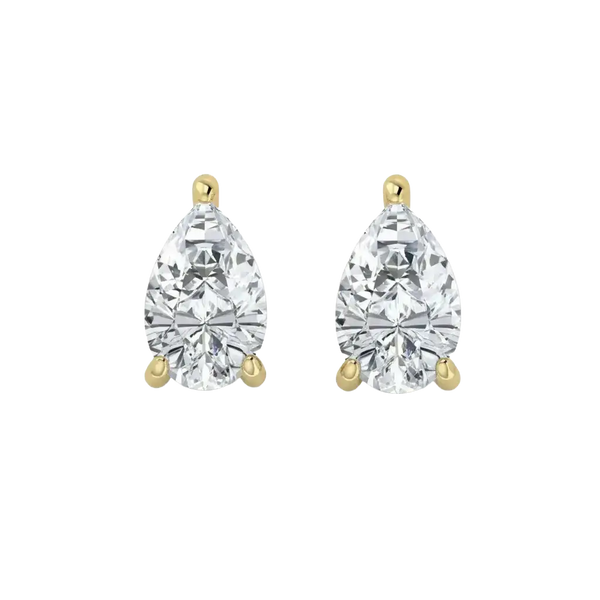 Pendientes de solitario en forma de pera con diamantes cultivados en laboratorio (1-2 ct)