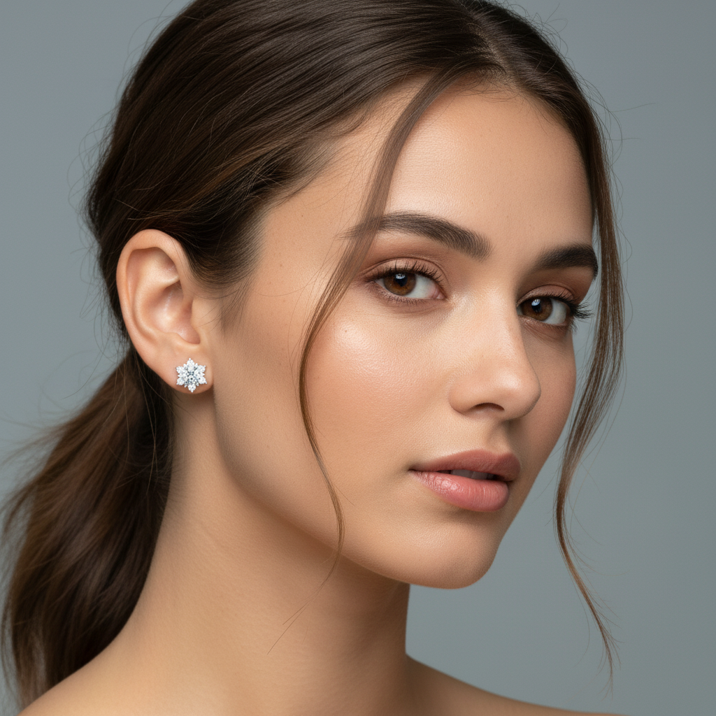 Pendientes de copos de nieve con diamantes cultivados en laboratorio (0,75 ct-1 ct)