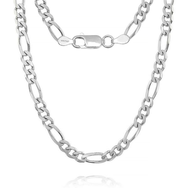 925 Sterling Silver Figaro Chain Necklace 5MM & 7MM