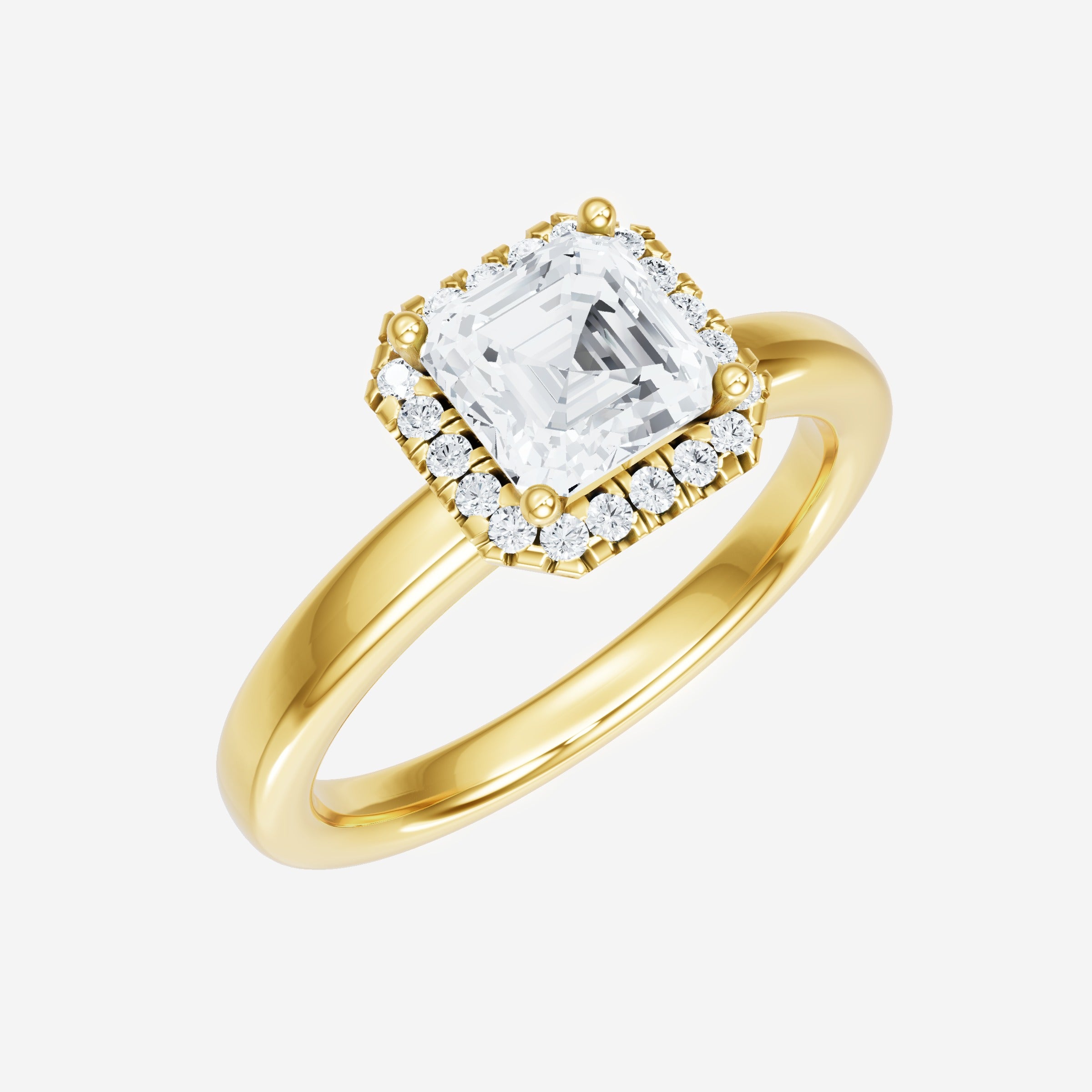 Anillo Asscher de doble halo