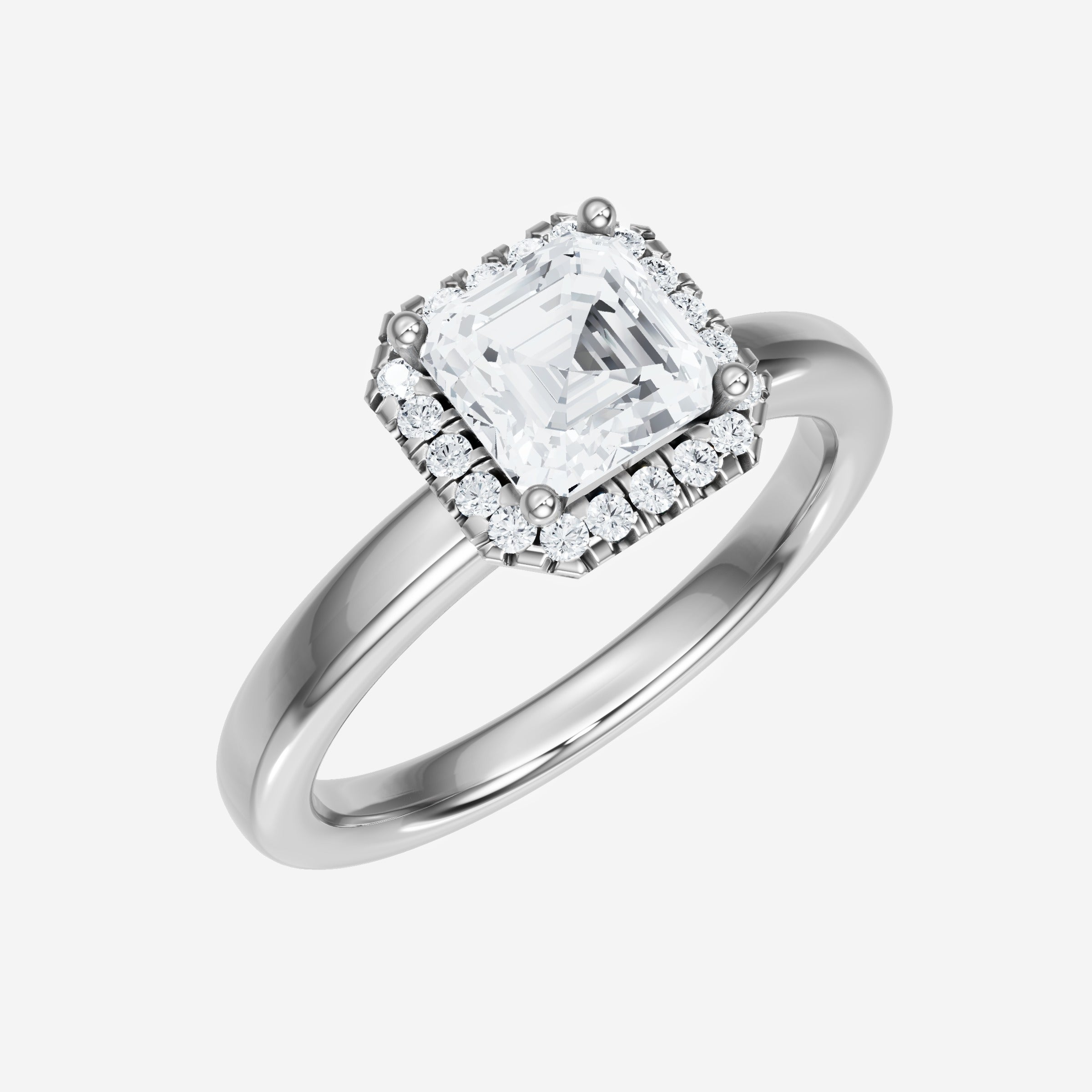 Anillo Asscher de doble halo