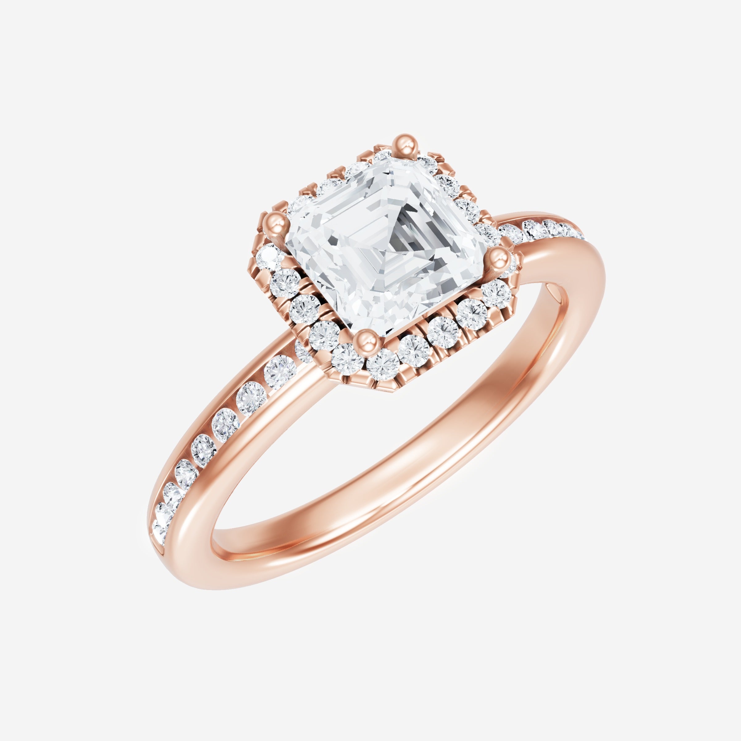 Anillo Asscher de doble halo