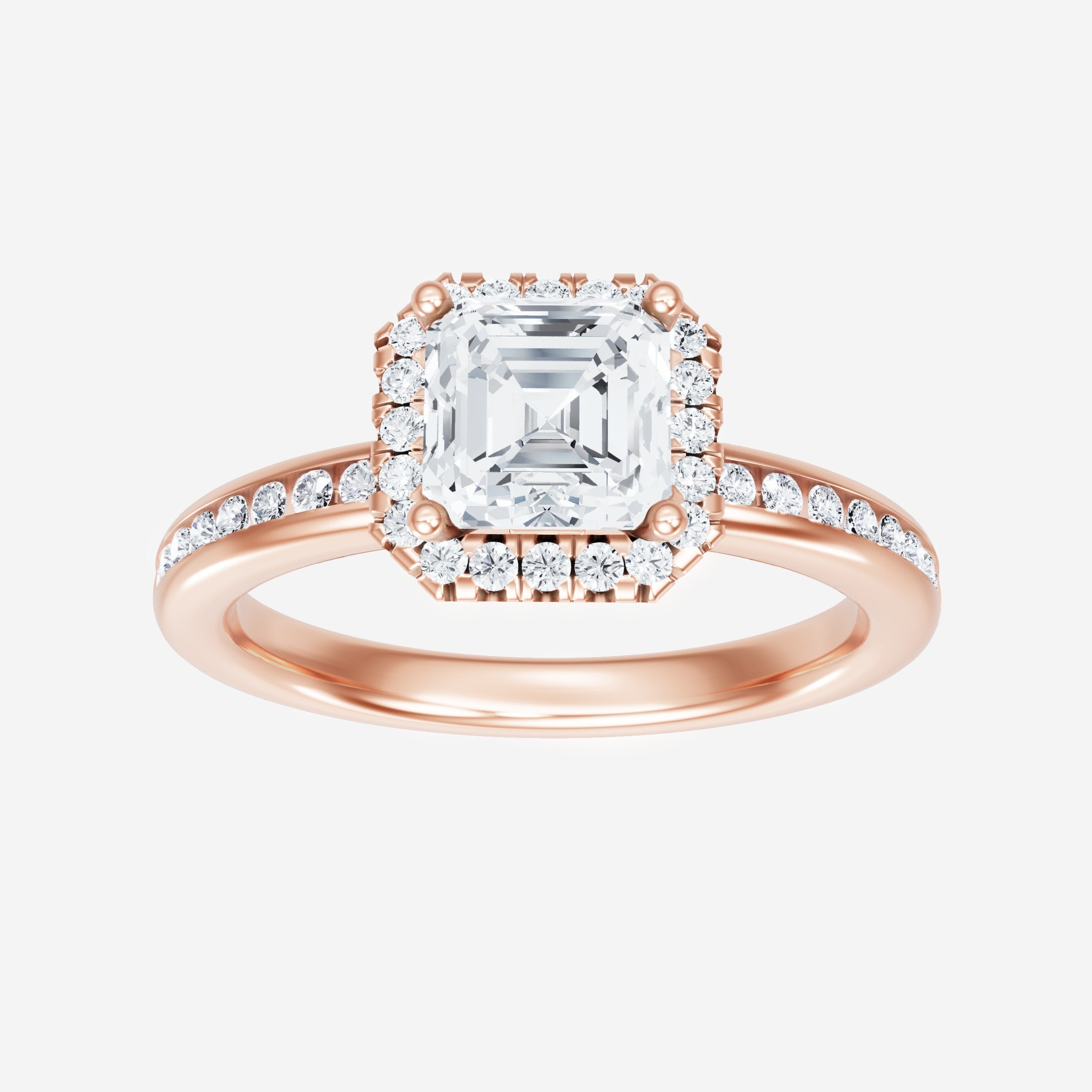 Anillo Asscher de doble halo