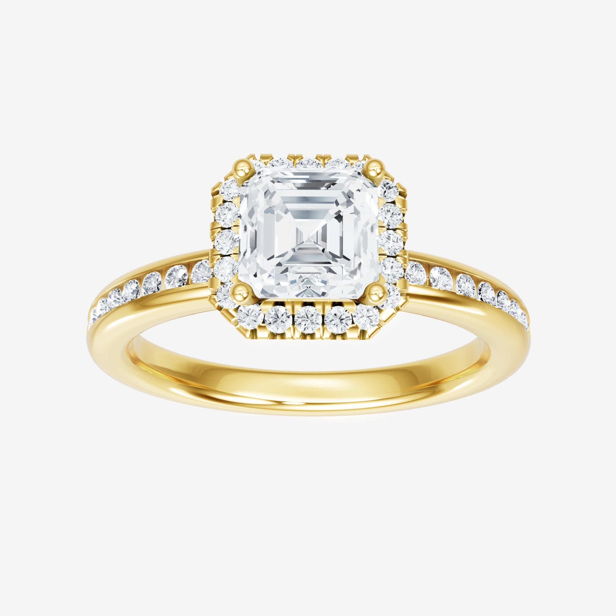 Anillo Asscher de doble halo