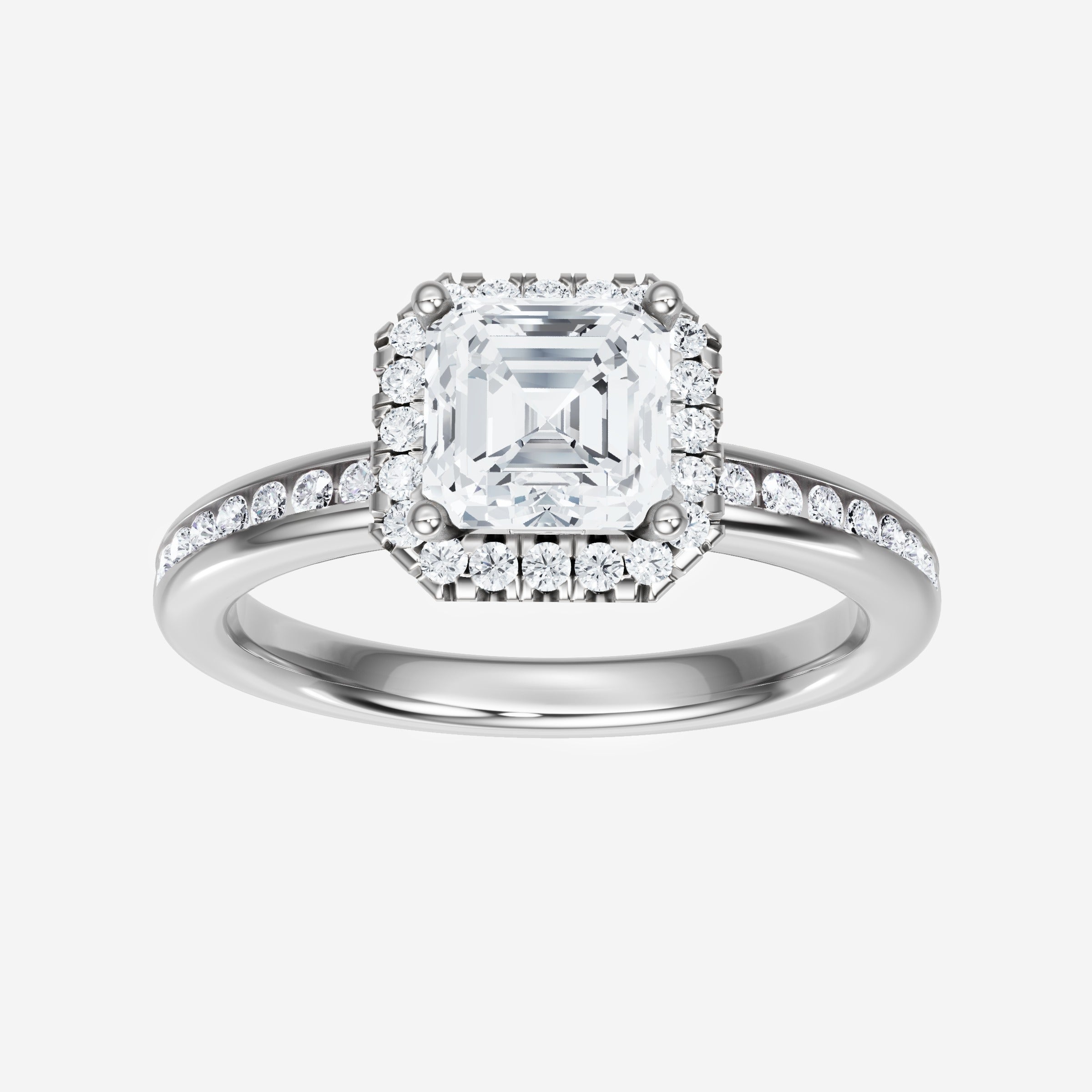 Anillo Asscher de doble halo