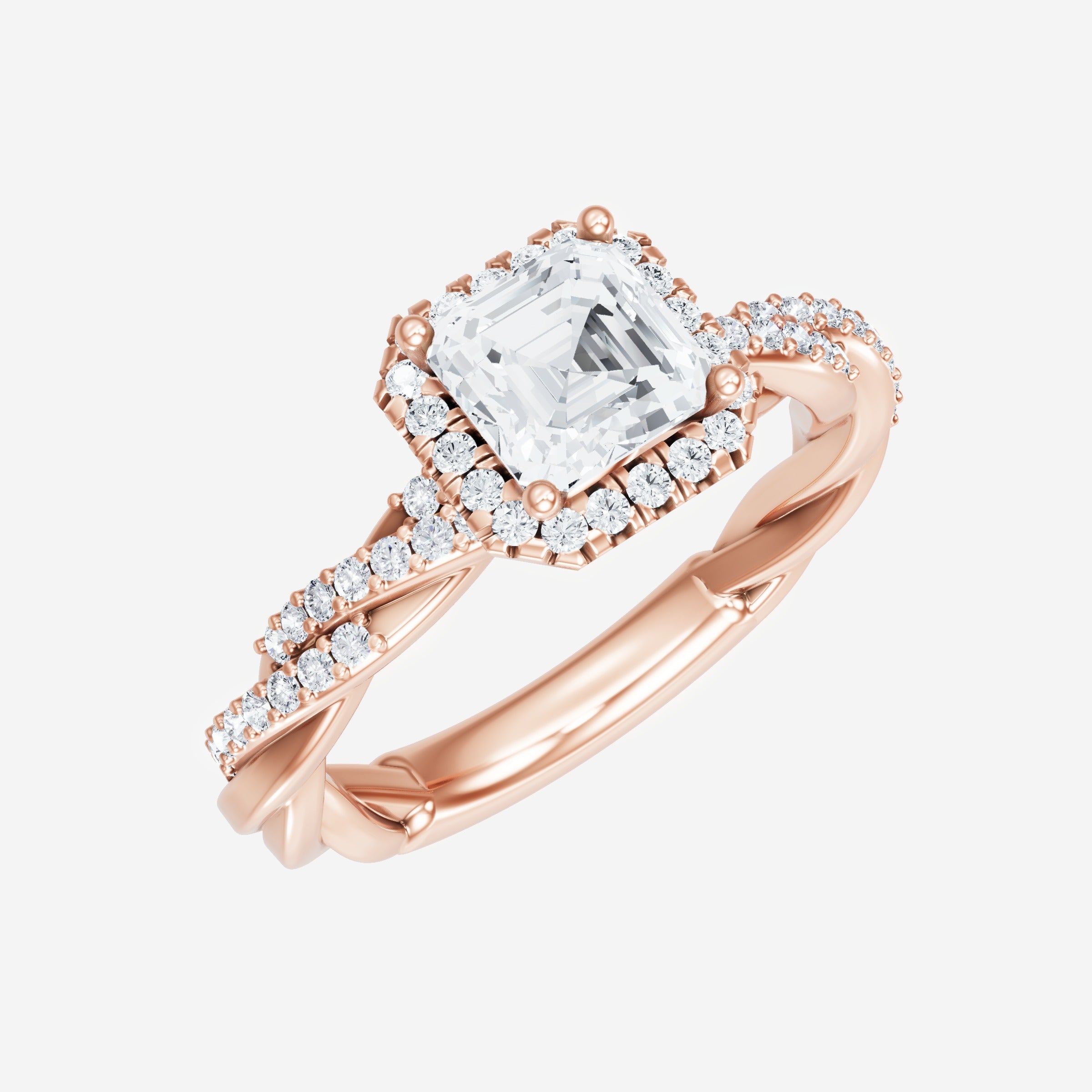 Anillo Asscher de doble halo