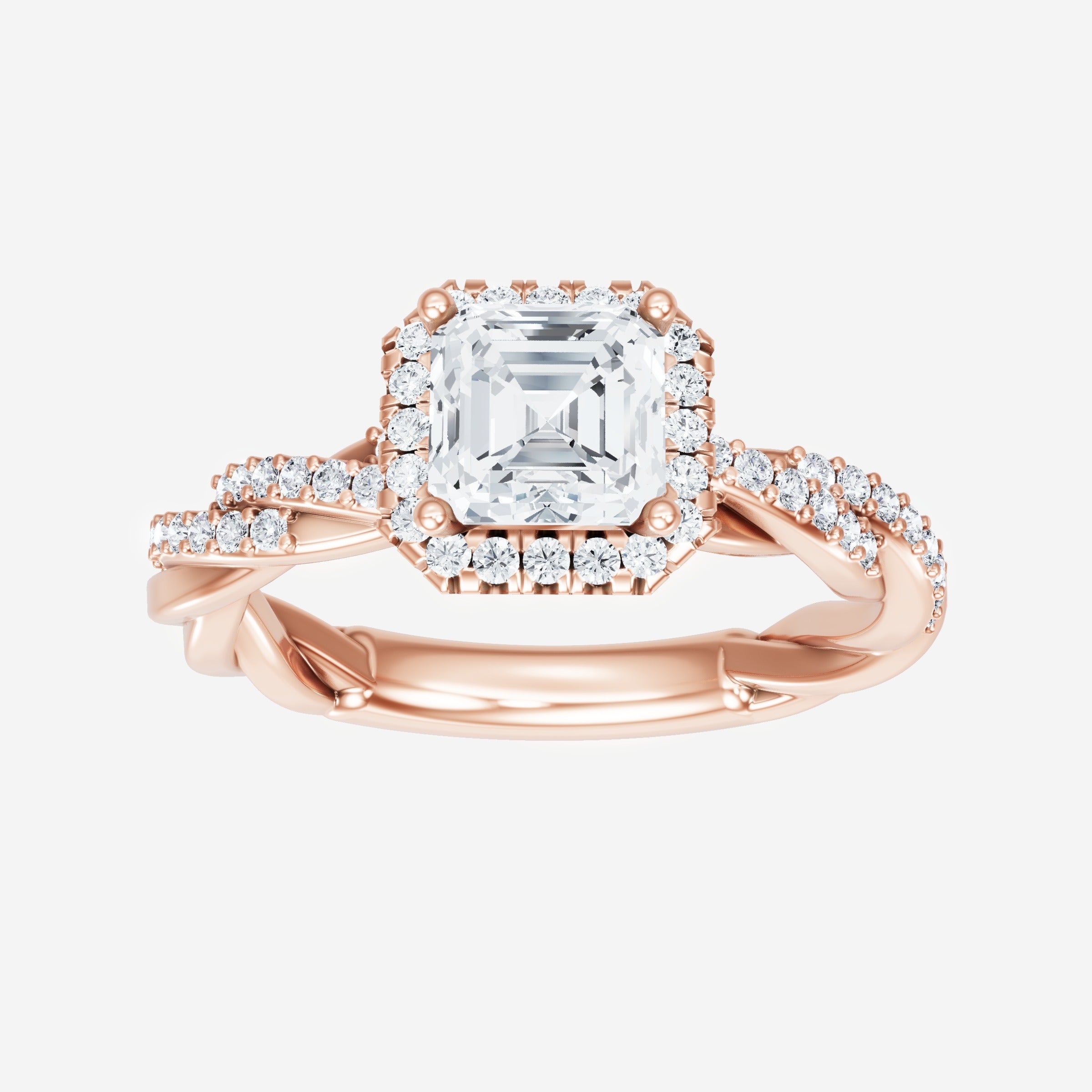 Anillo Asscher de doble halo