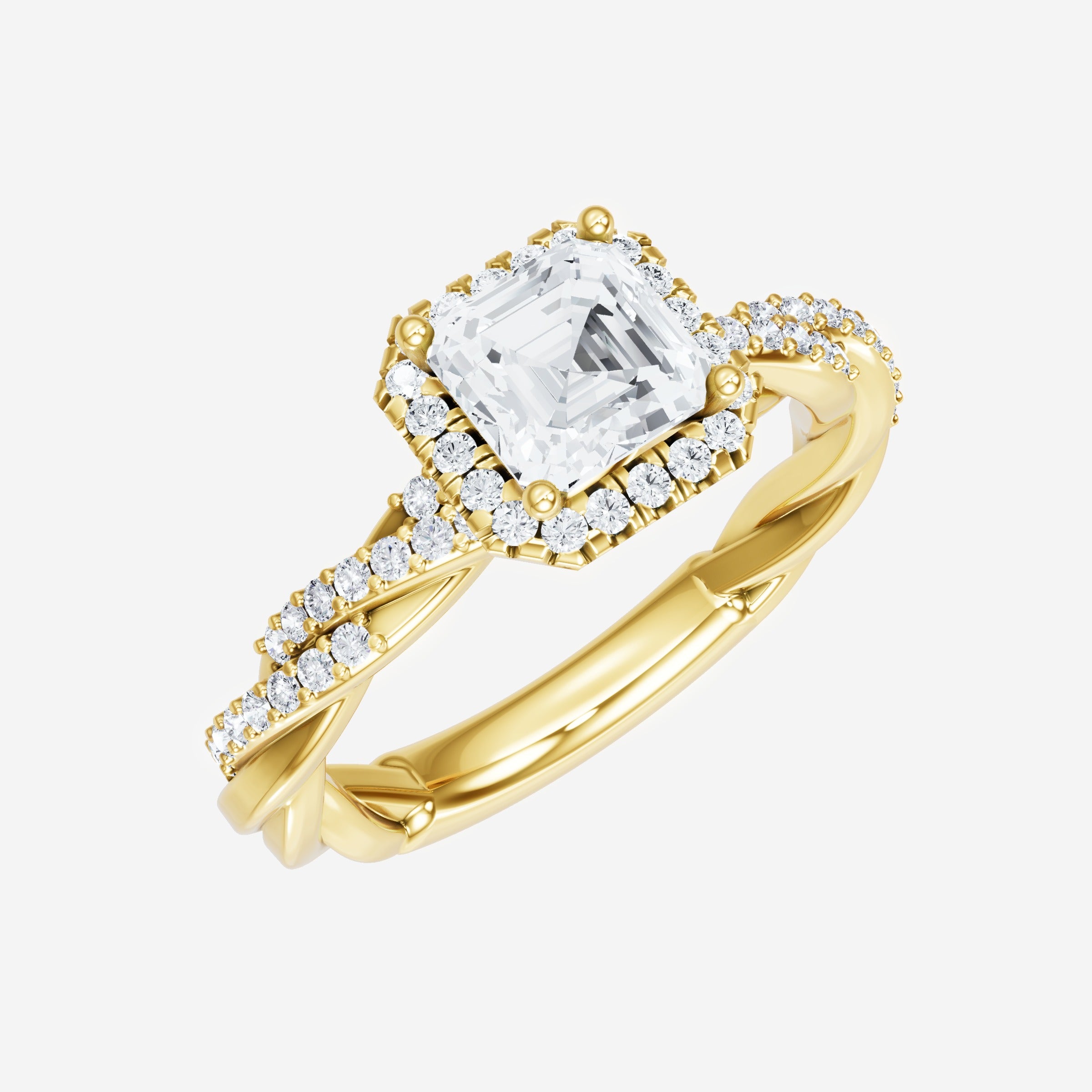 Anillo Asscher de doble halo