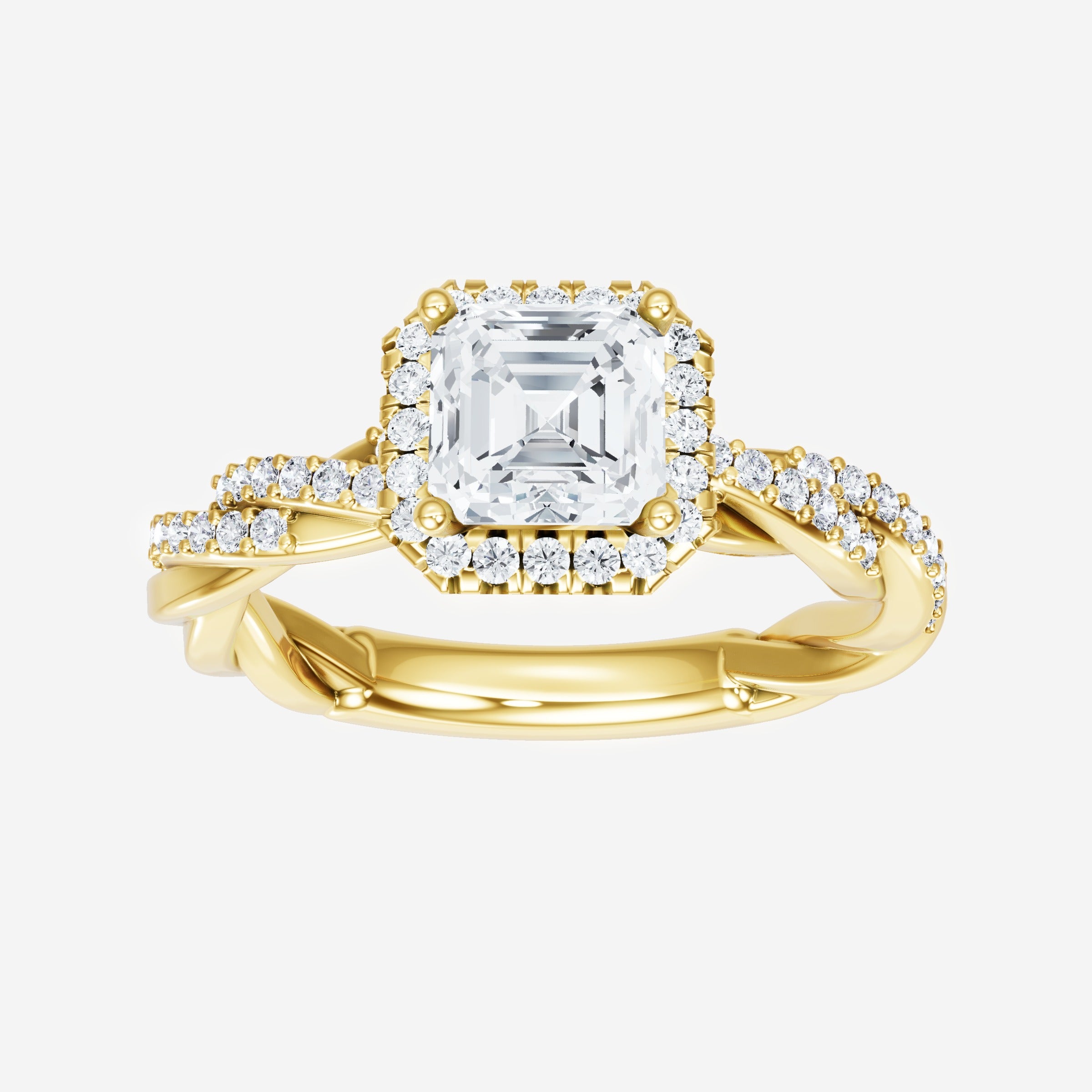 Anillo Asscher de doble halo