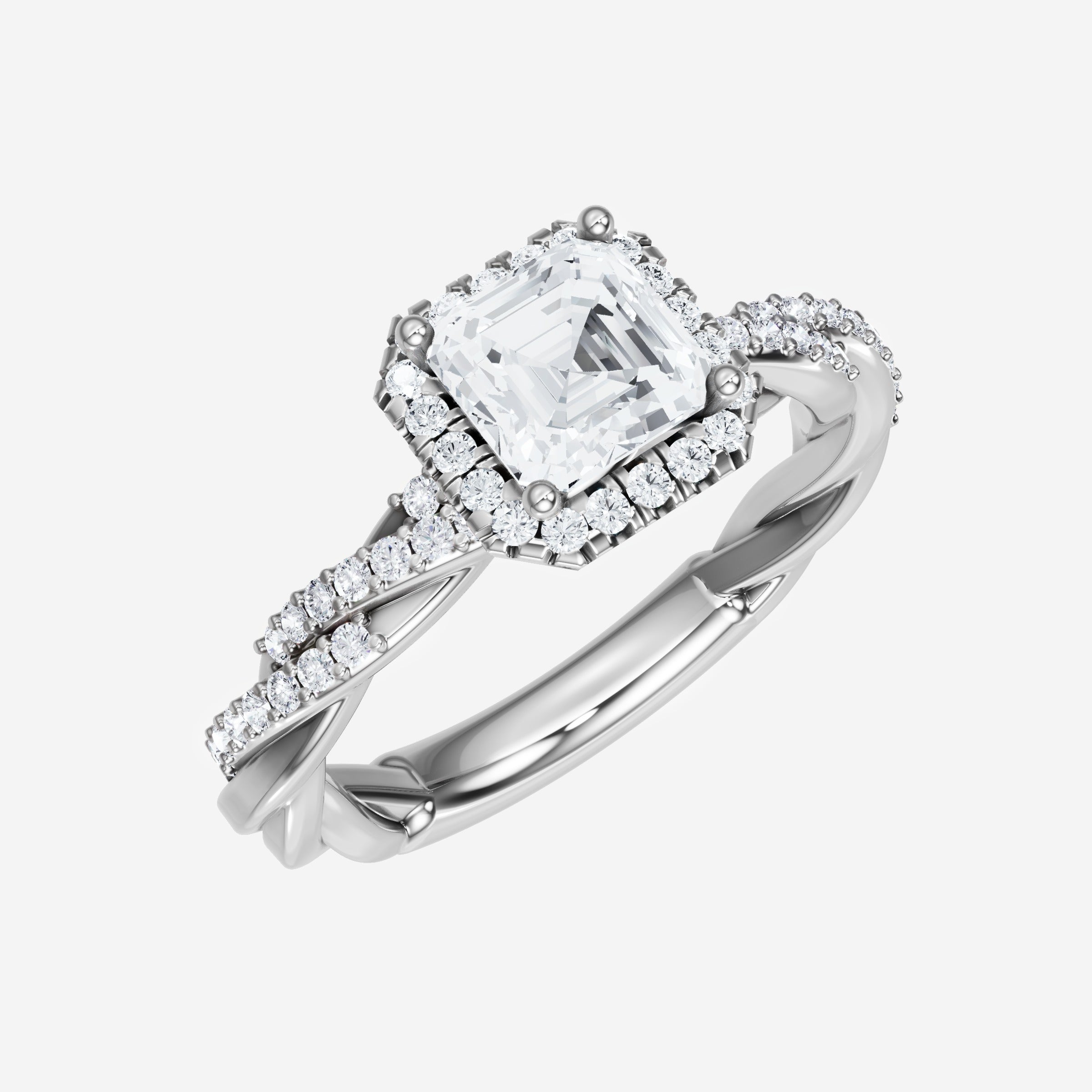 Anillo Asscher de doble halo