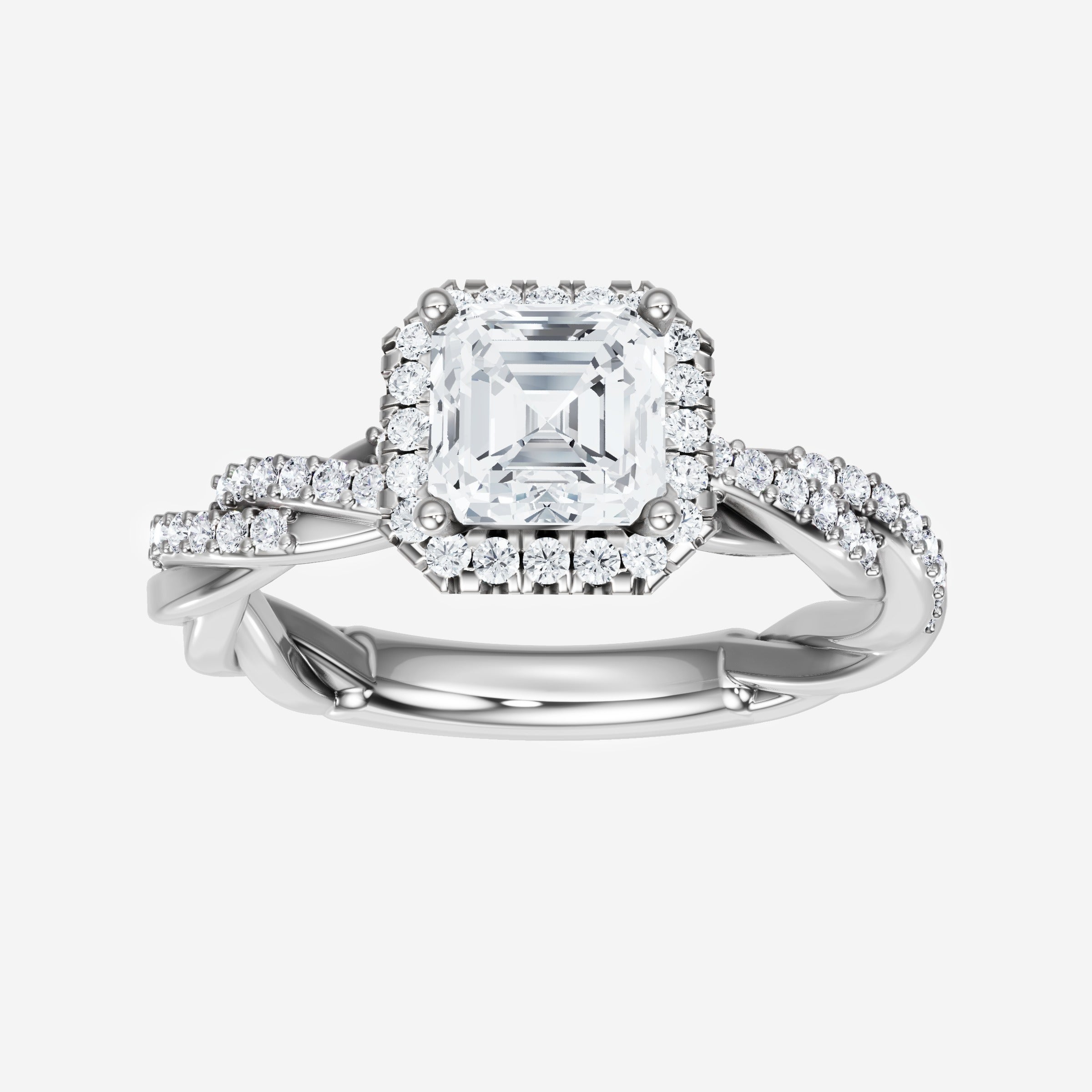 Anillo Asscher de doble halo