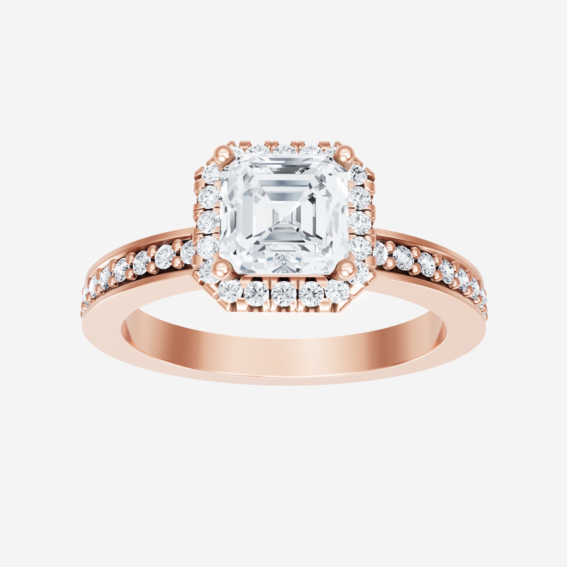 Anillo Asscher de doble halo