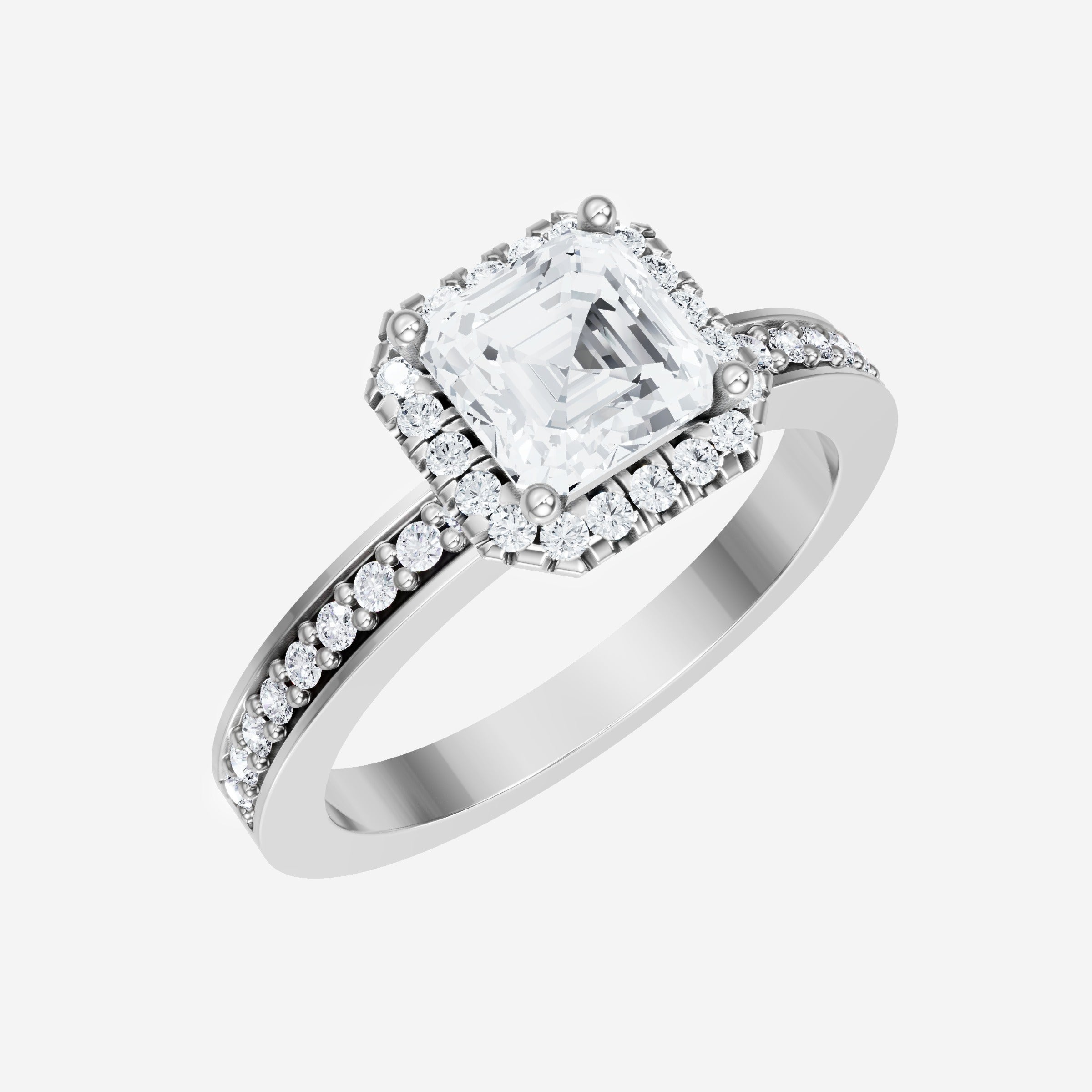 Anillo Asscher de doble halo
