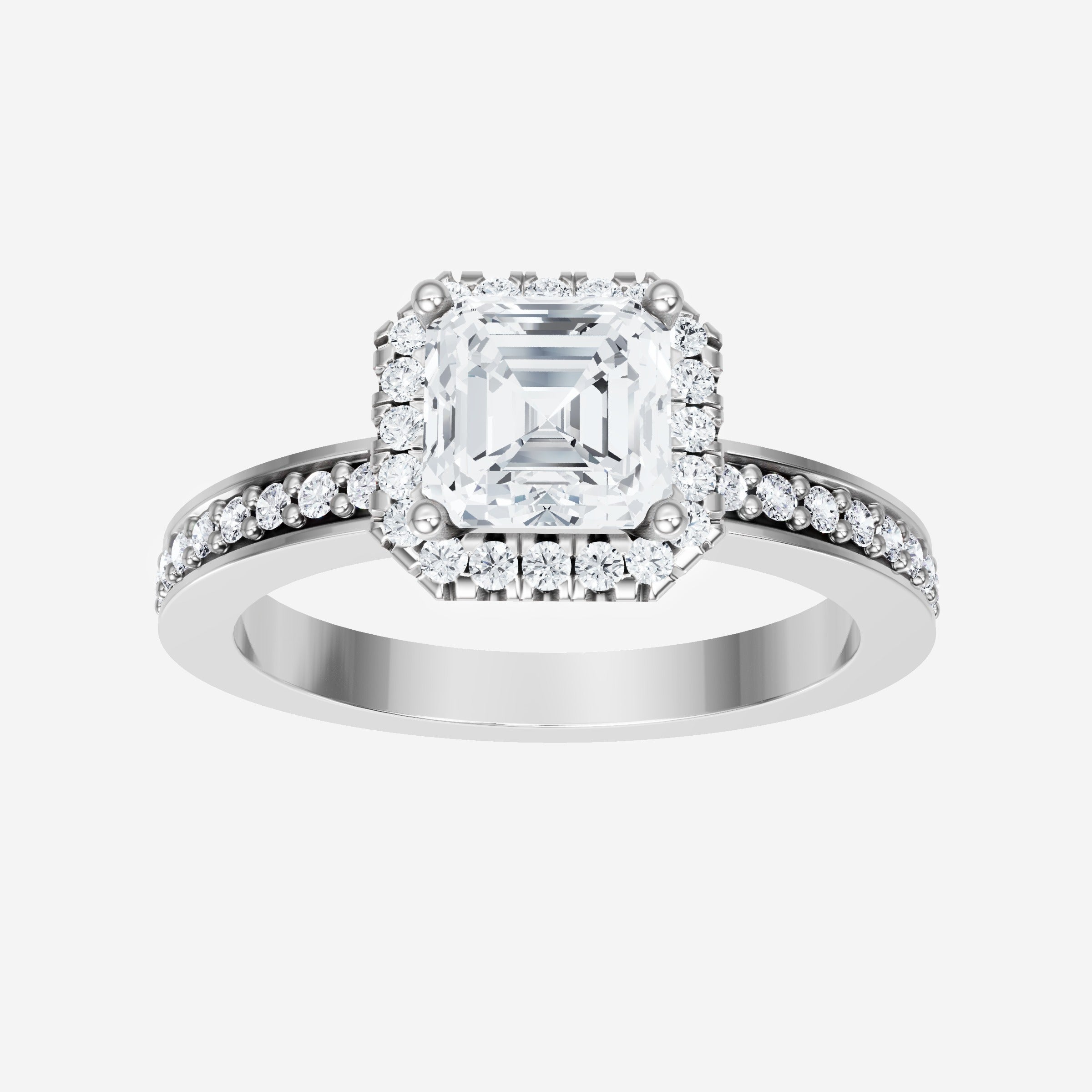 Anillo Asscher de doble halo