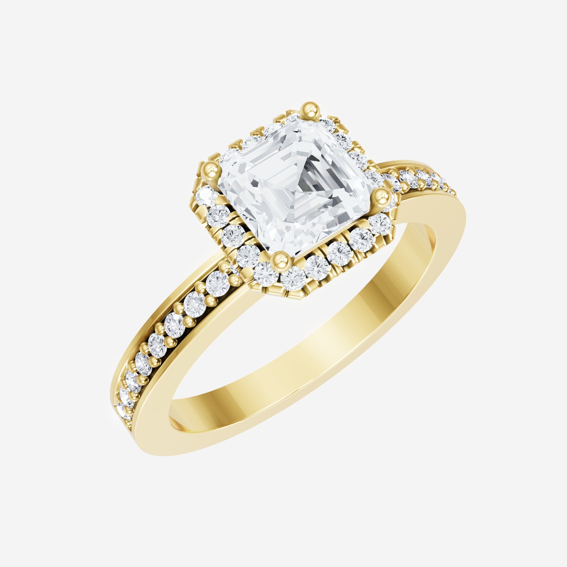Anillo Asscher de doble halo