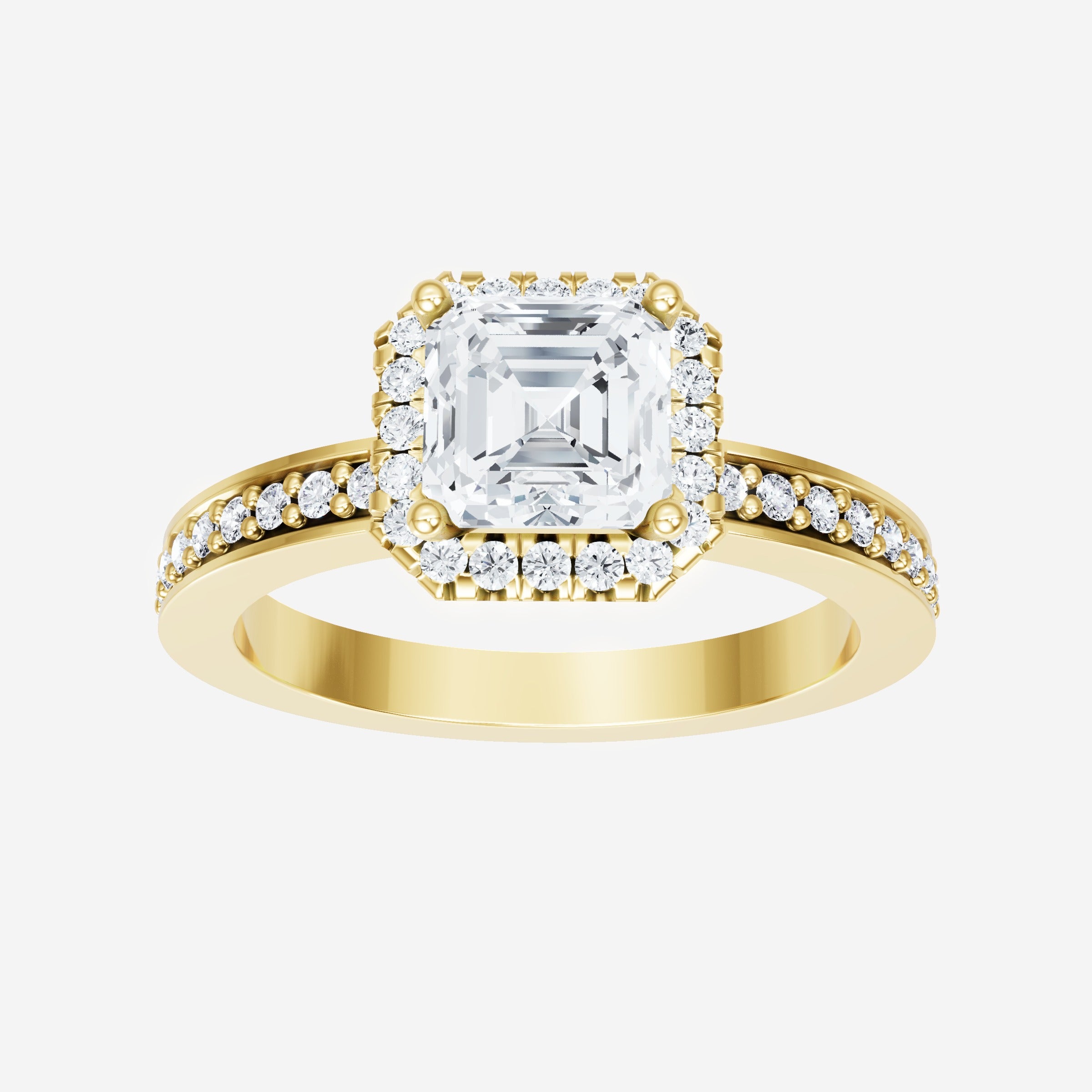 Anillo Asscher de doble halo