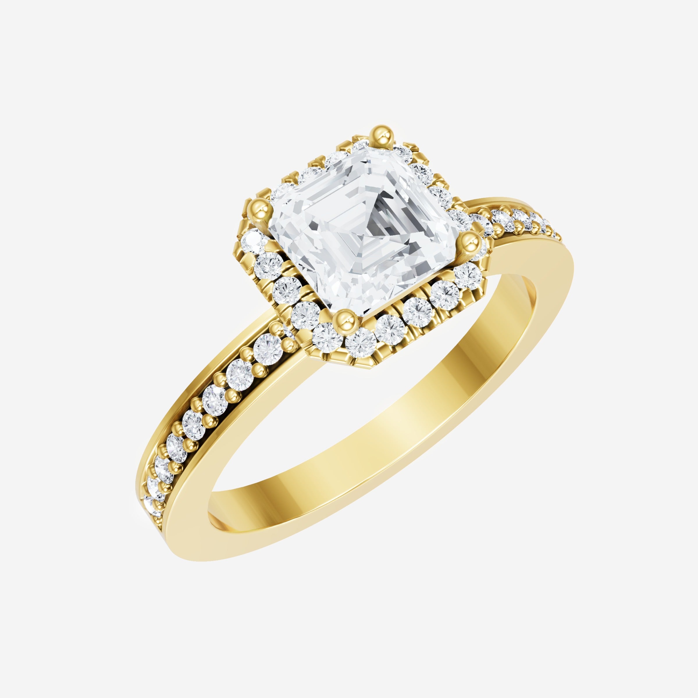 Anillo Asscher de doble halo
