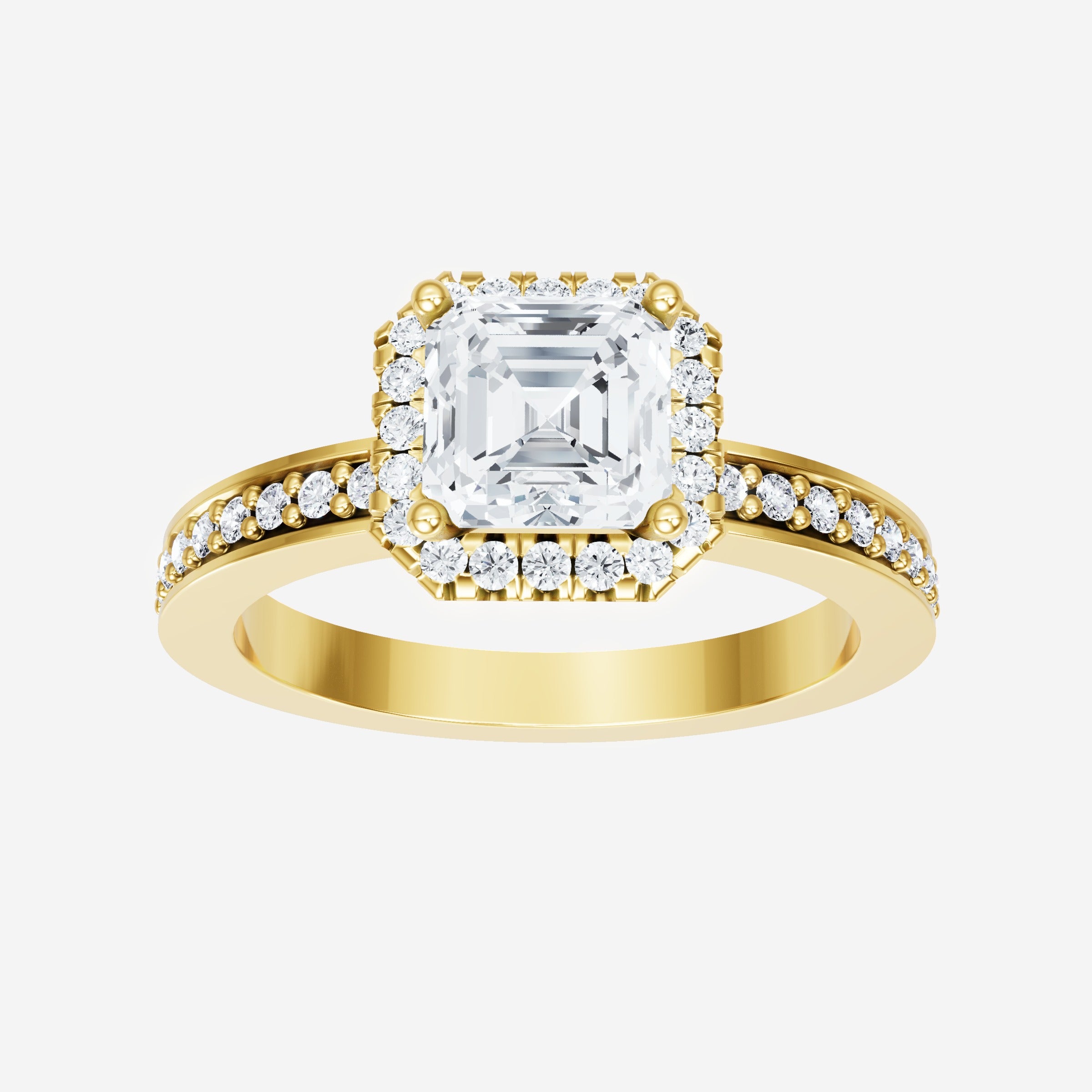 Anillo Asscher de doble halo