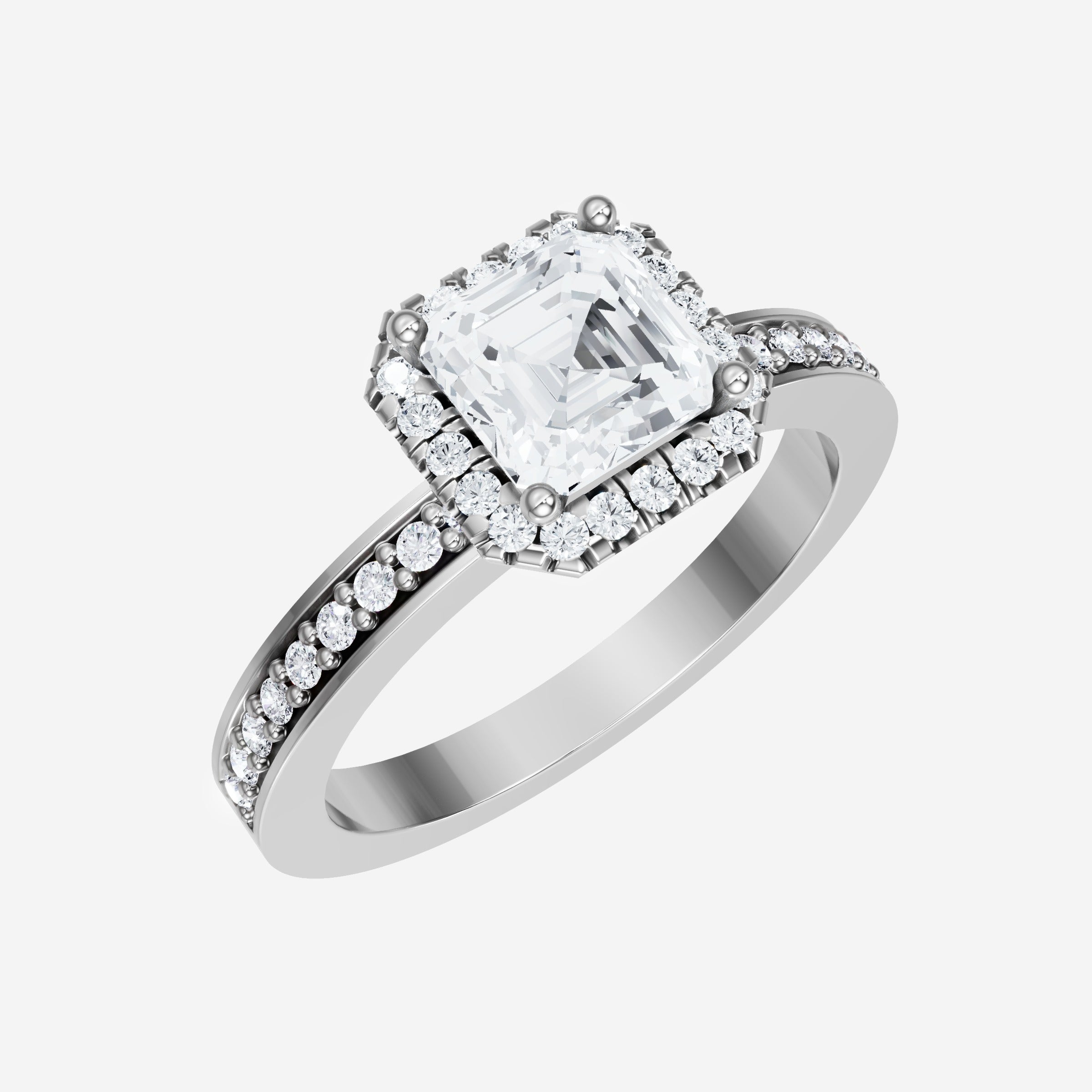 Anillo Asscher de doble halo