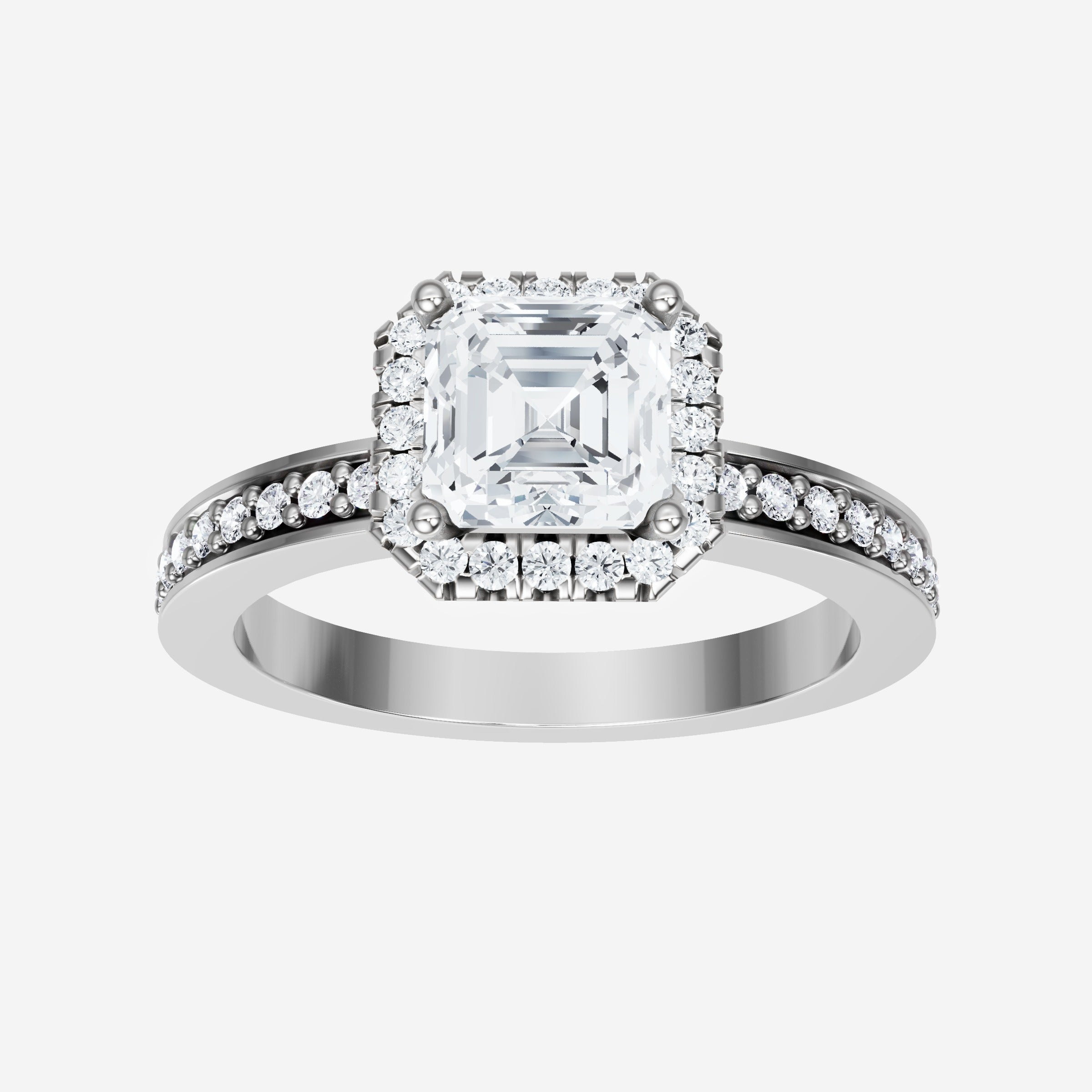 Anillo Asscher de doble halo