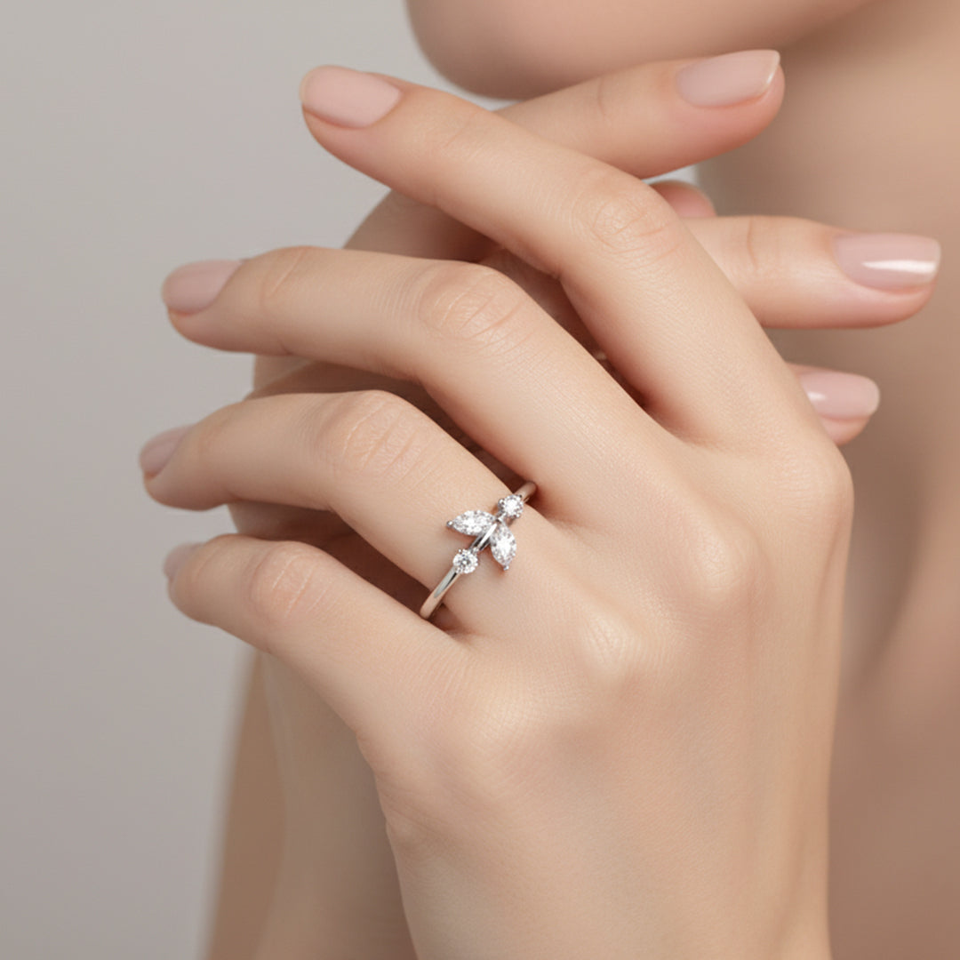 Marquise & Round Lab Diamond Ring