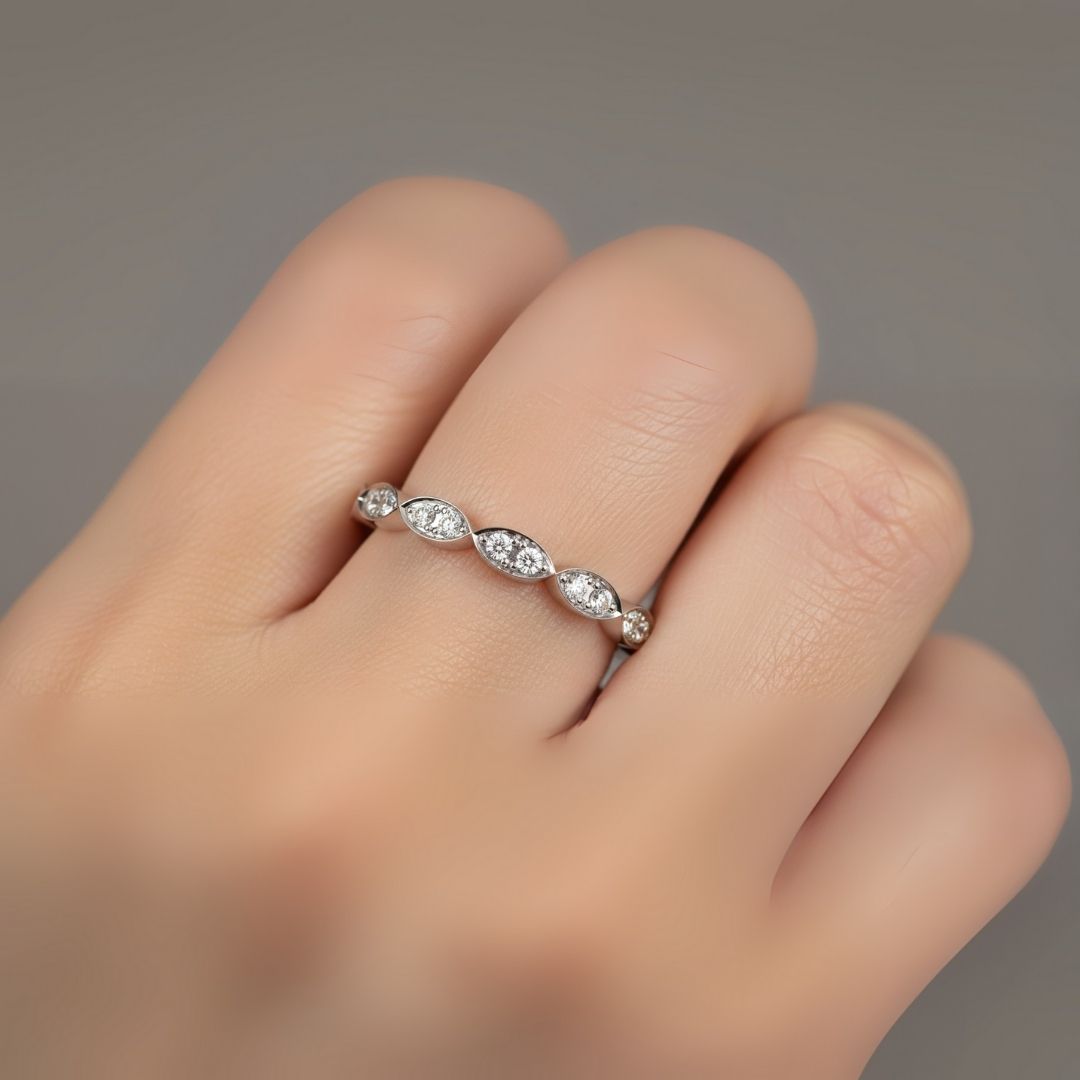 Marquise Motif Lab Diamond Band Ring