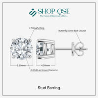 Pendientes con diamantes cultivados en laboratorio de 1,00 ct