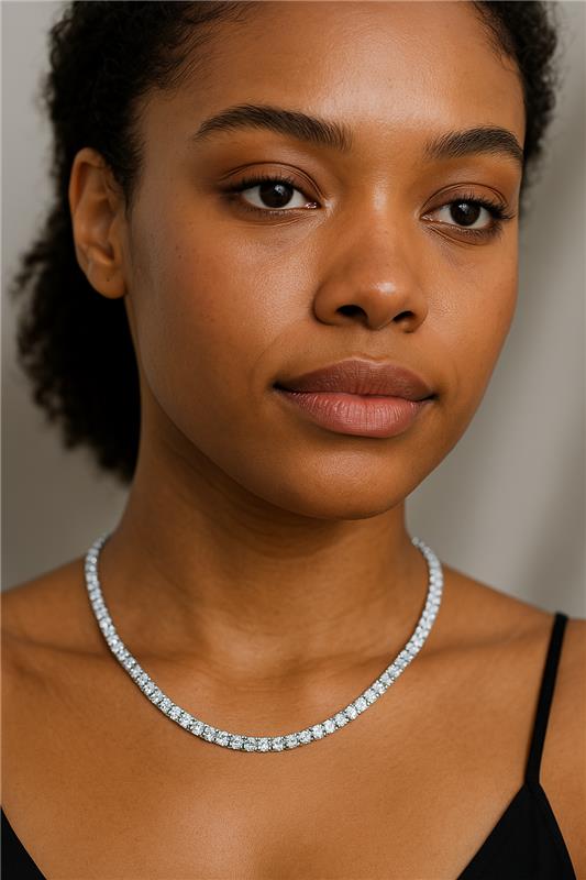 IGI Round Lab Grown Diamond Tennis Necklace (5-10 Carat) 18 Inches