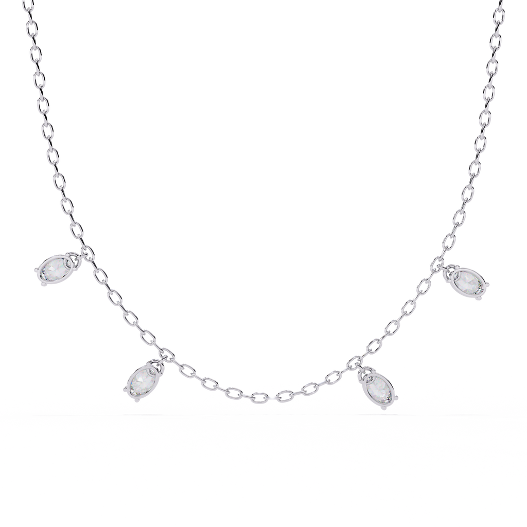 Lab Grown Oval Diamond Dangle Necklace